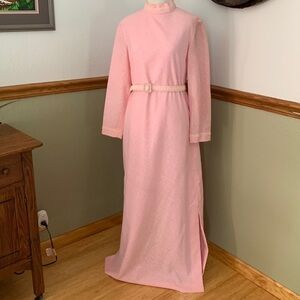 Vintage 60s pink paisley design handmade boho maxi dress